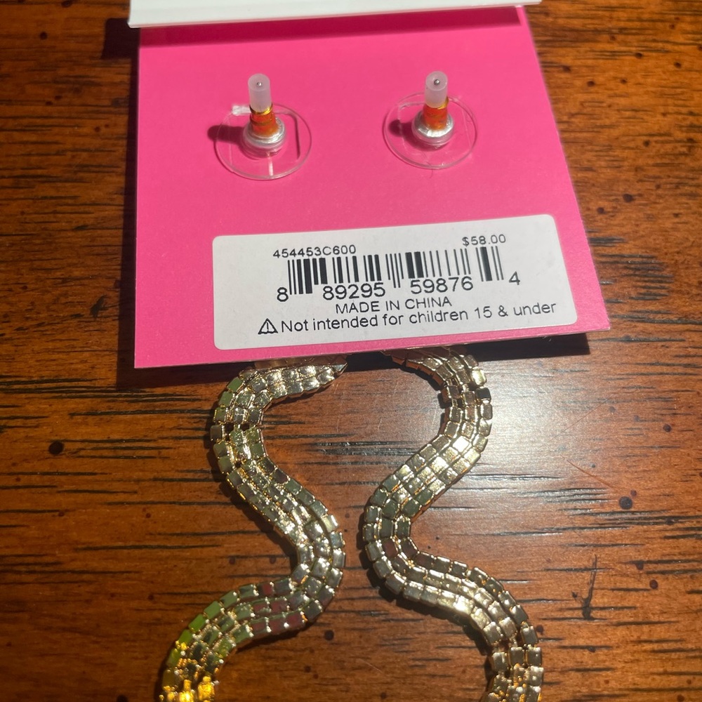 Betsey Johnson Shimmering Candy Cane Snake Earrings - Picture 4 of 4